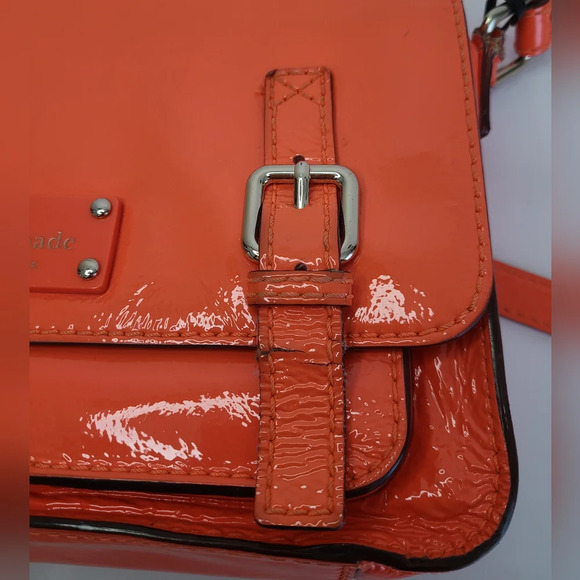 Kate Spade Neon Coral New York Flicker Ellie Patent Leather Clutch Crossbody Bag - Picture 5 of 10